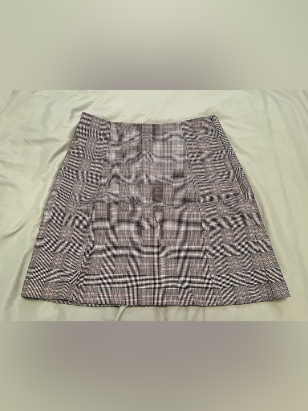 Babaton Plaid A-Line Skirt in Taupe and Black